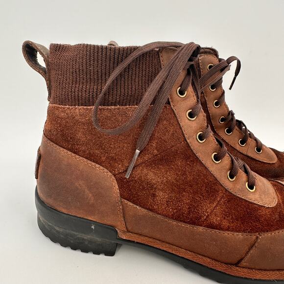UGG Women's Brown Suede Leather Cayli Duck Boot Shoes Size 7 - Picture 2 of 10